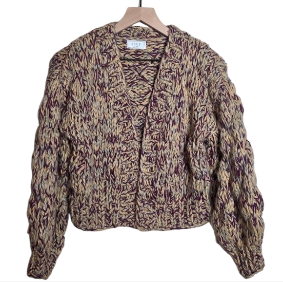 Sage The Label Sweater Chunky Knit Open Cardigan This and That Cardi Size Small - Picture 3 of 11